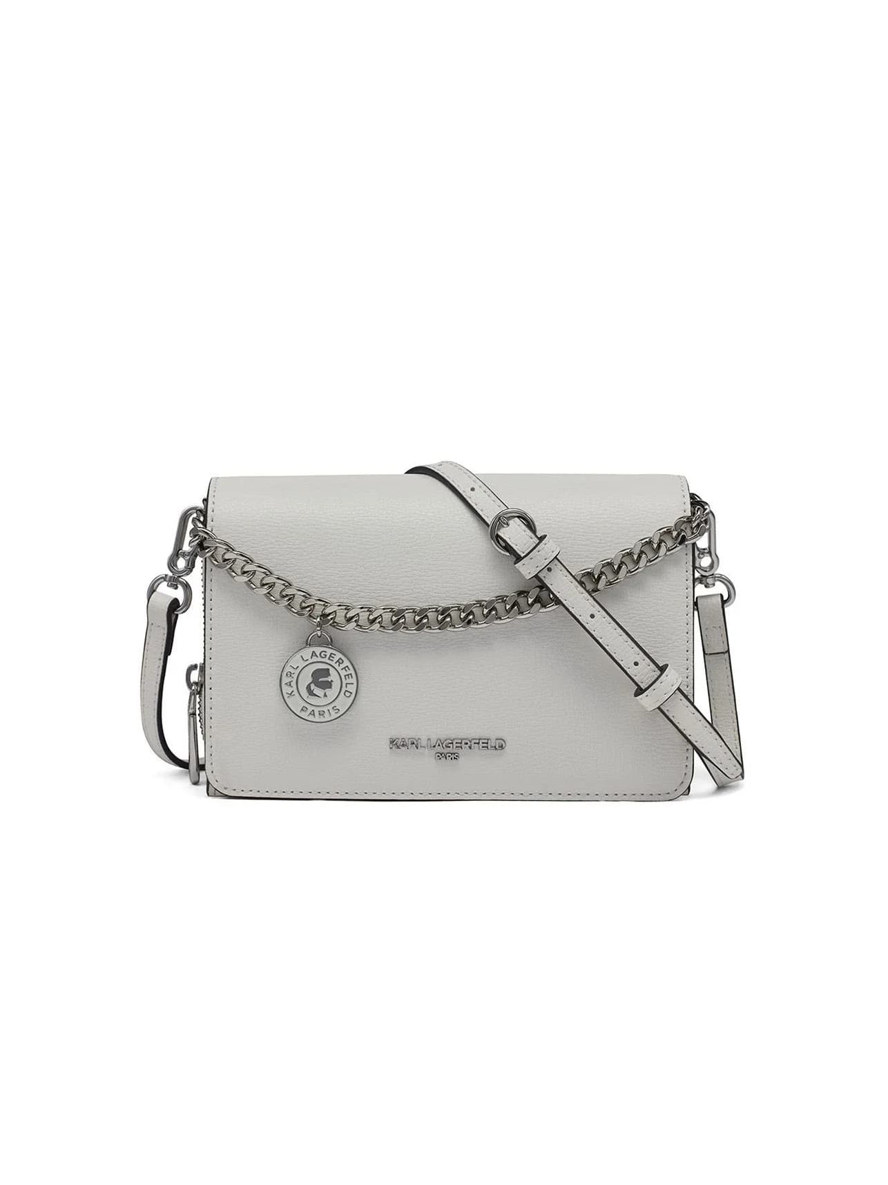 Bolso Crossbody Lourdes en color winter white/silver