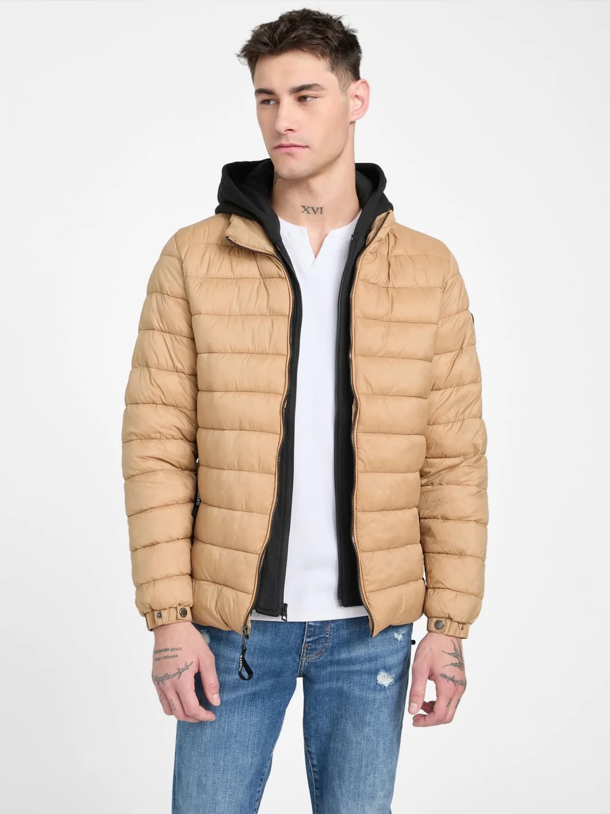 Chaqueta Acolchada con Capucha Harrison en color toasted taupe