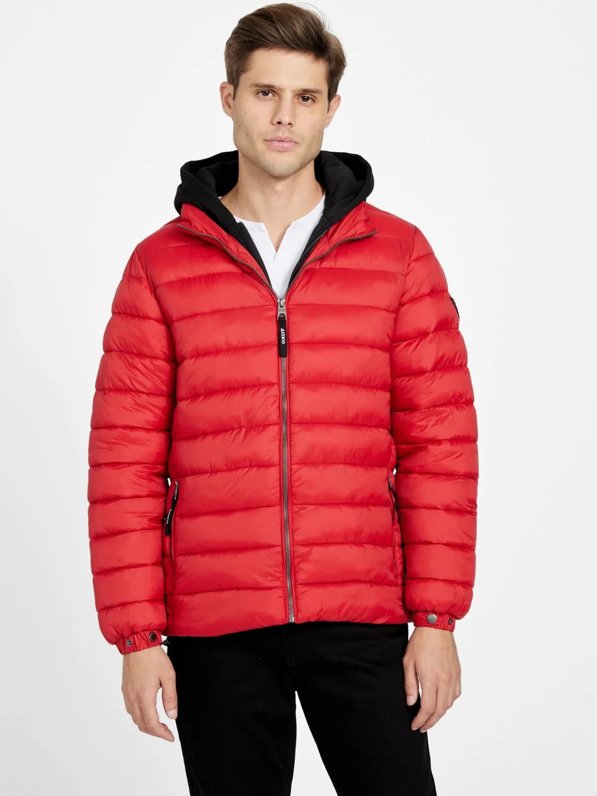 Chaqueta Acolchada con Capucha Harrison en color varsity red