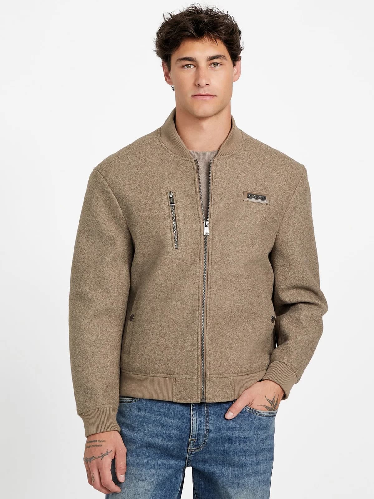 Chaqueta de Motorista Alonzo en color beige overflow