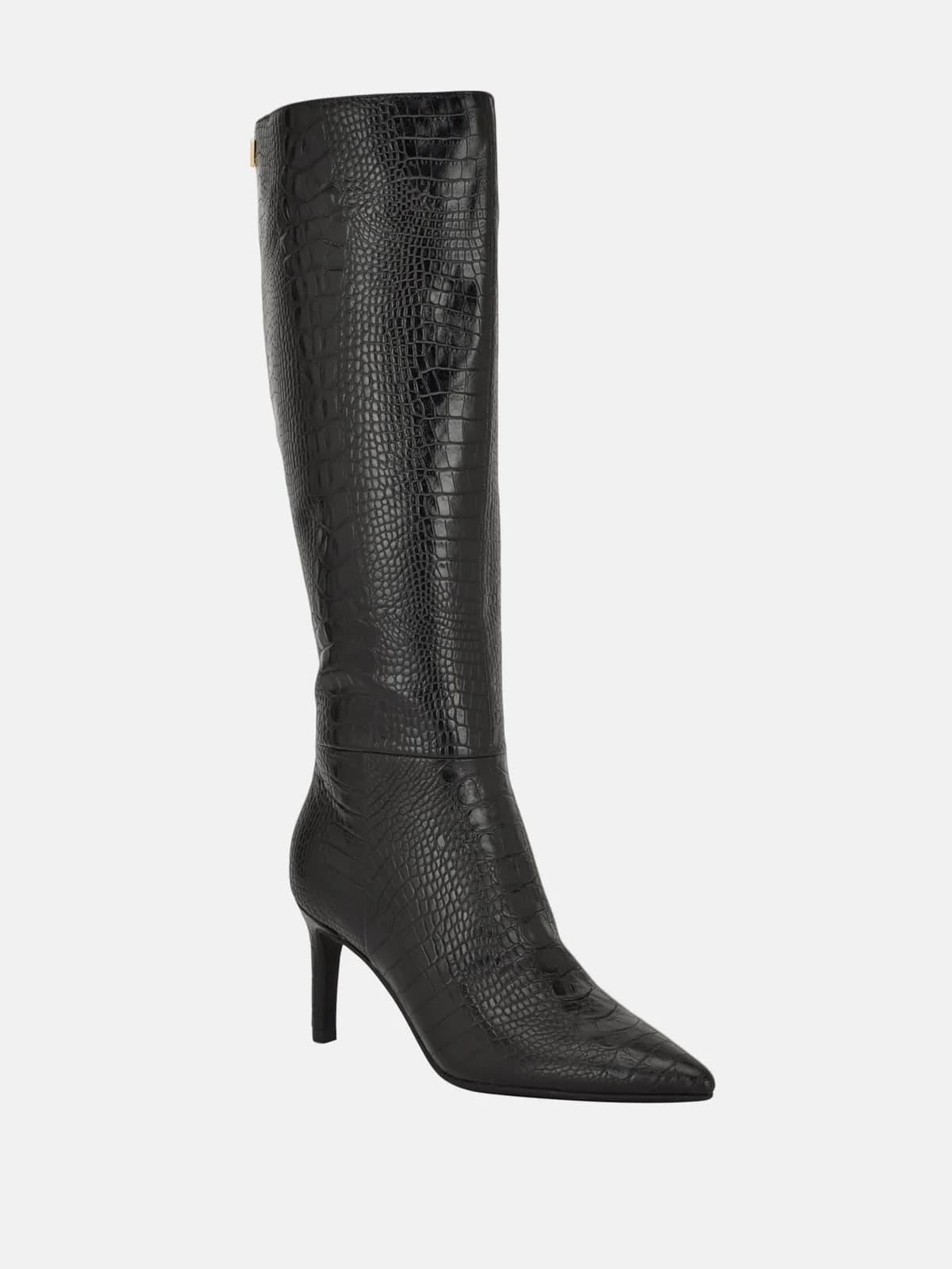 Botas Altas Anorra Croc-Embossed en color black 001
