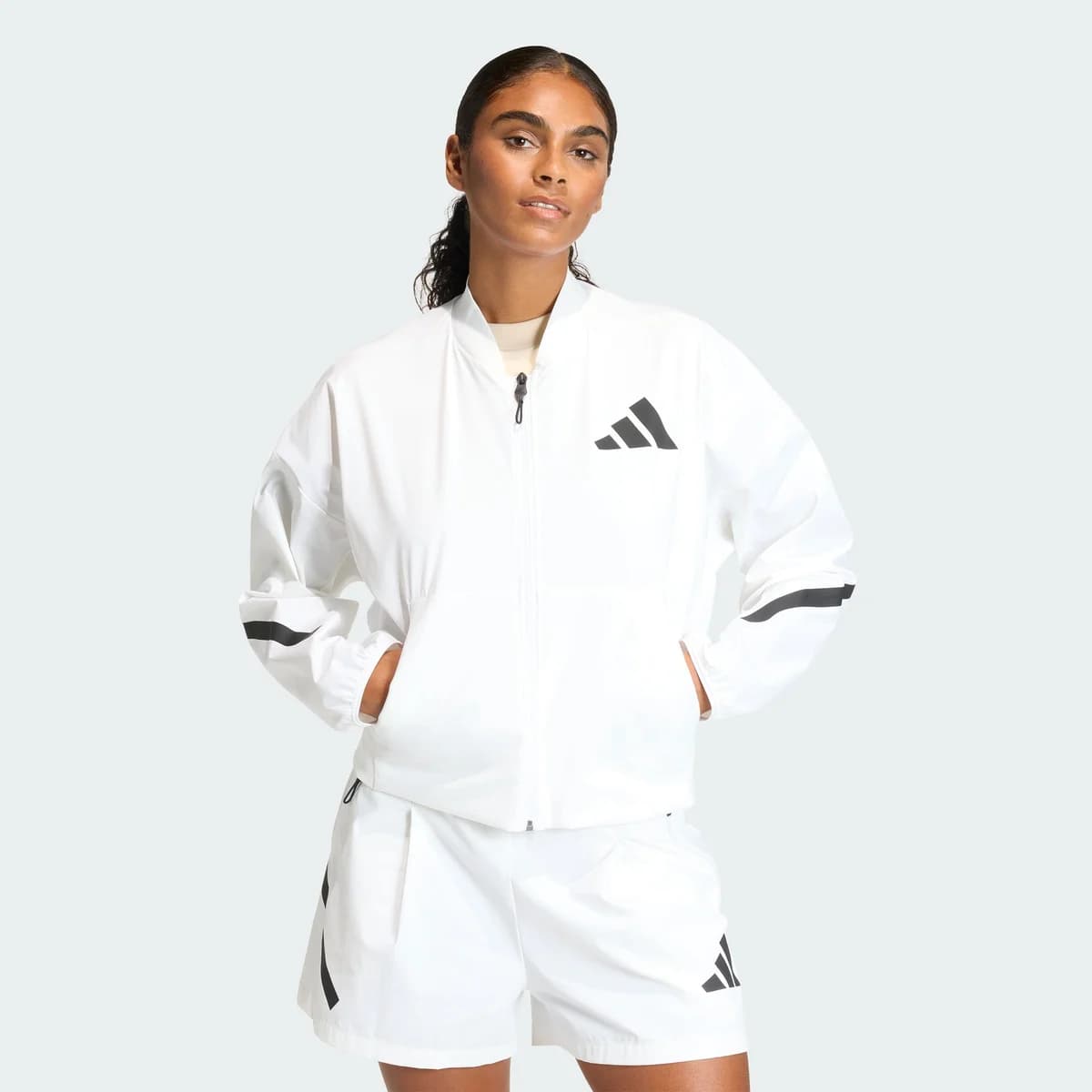 Chaqueta Bómber Z.N.E. Tejida en color white