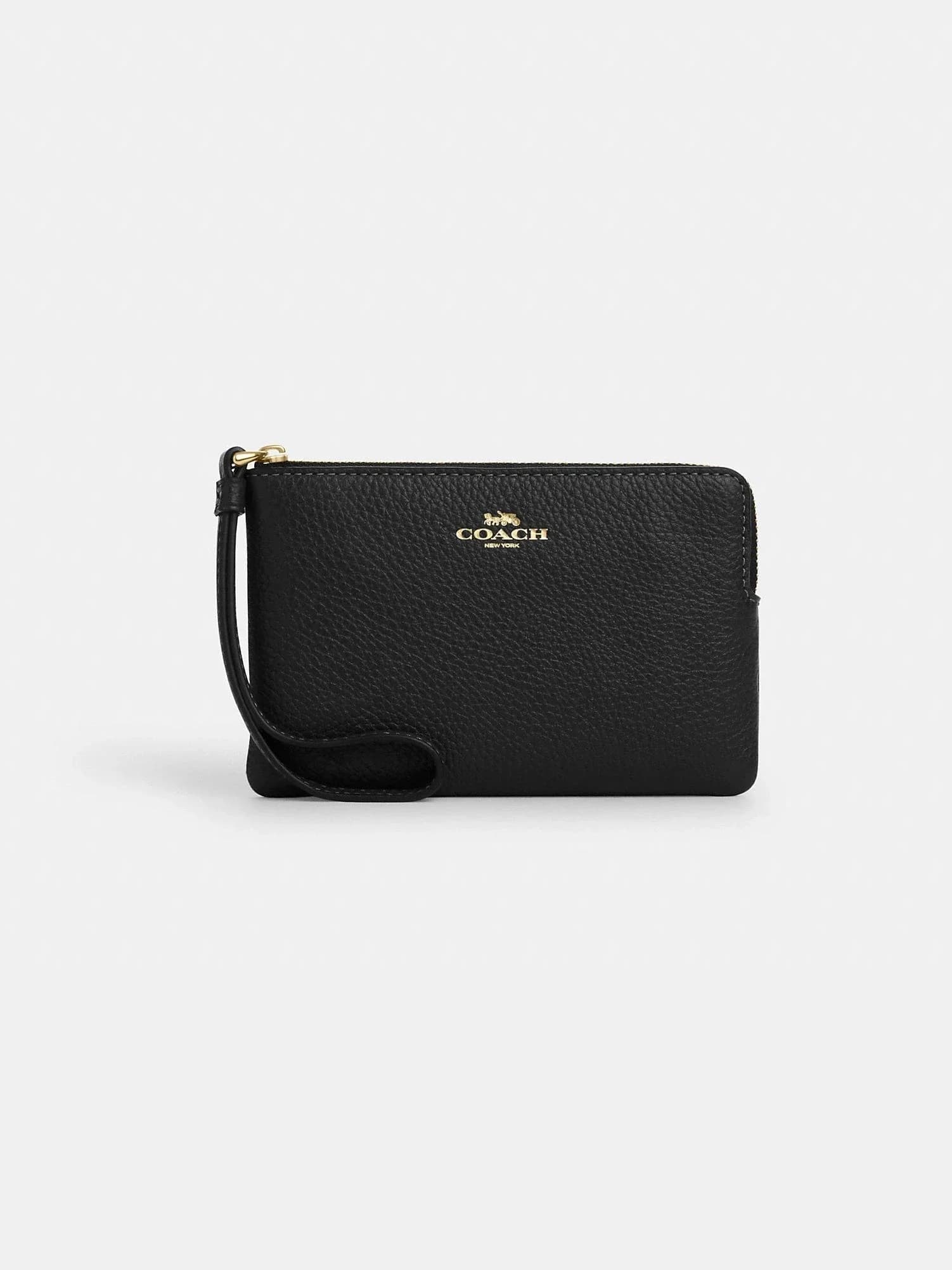 Monedero de Muñeca Corner Zip en color Dorado / Negro
