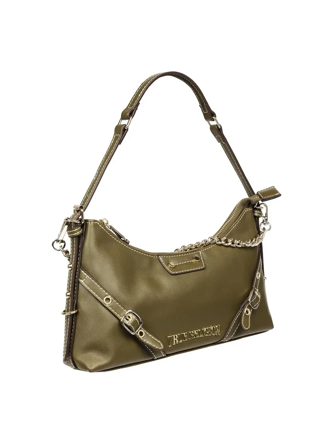 Bolso Oliva de Hombro Liso con Cinturón - imagen 3