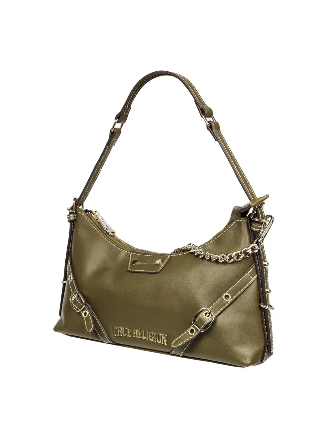 Bolso Oliva de Hombro Liso con Cinturón - imagen 4