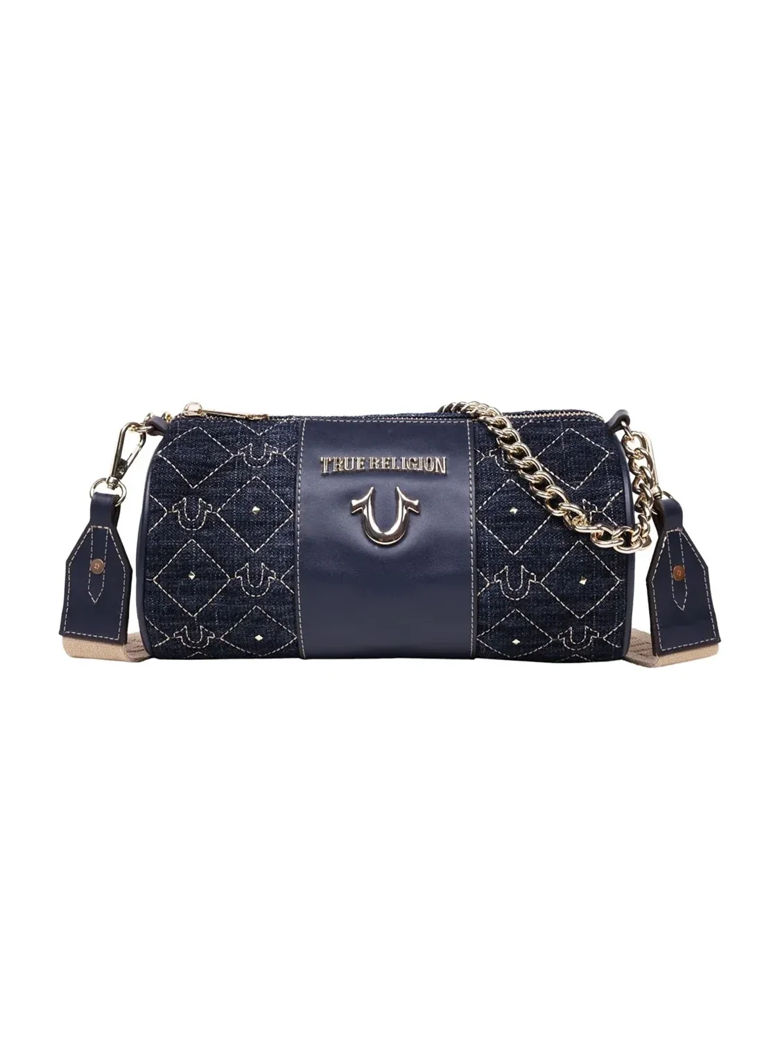 Bolso Cilíndrico de Mezclilla con Tachuelas