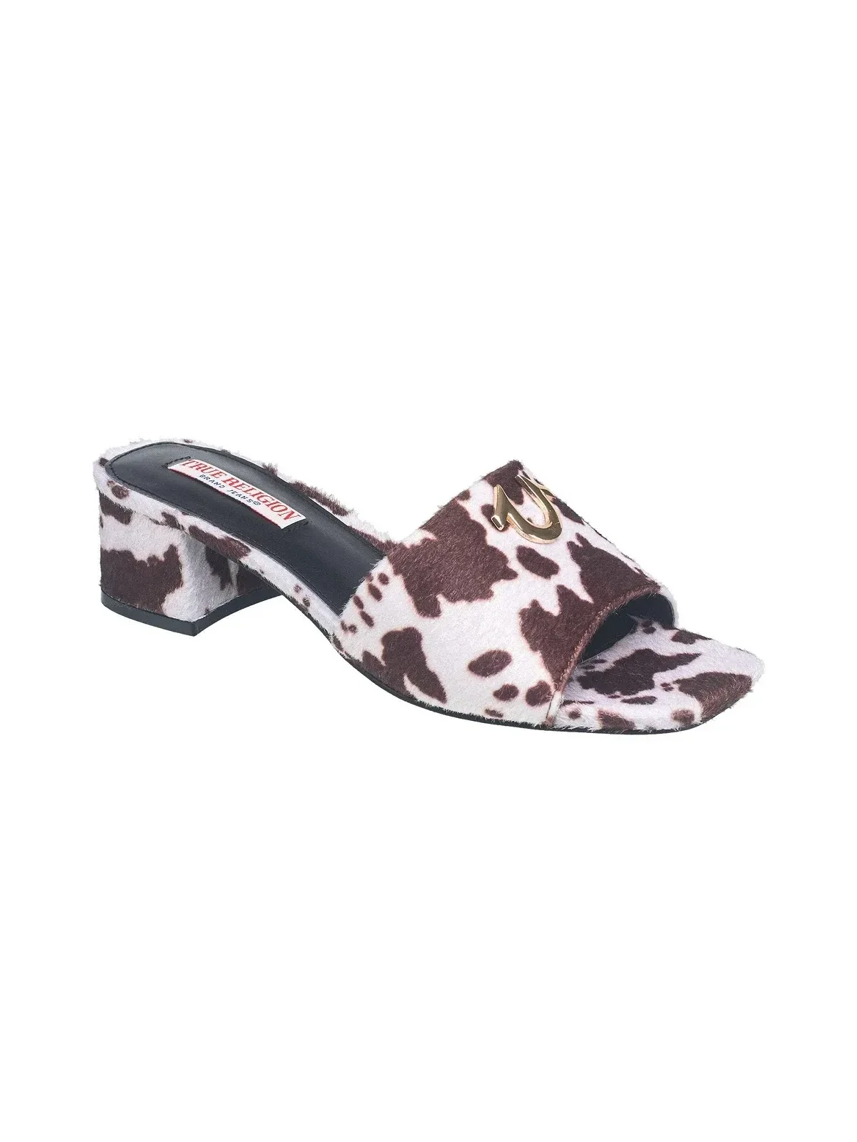 Sandalias con Tacón de Bloque y Estampado de Vaca