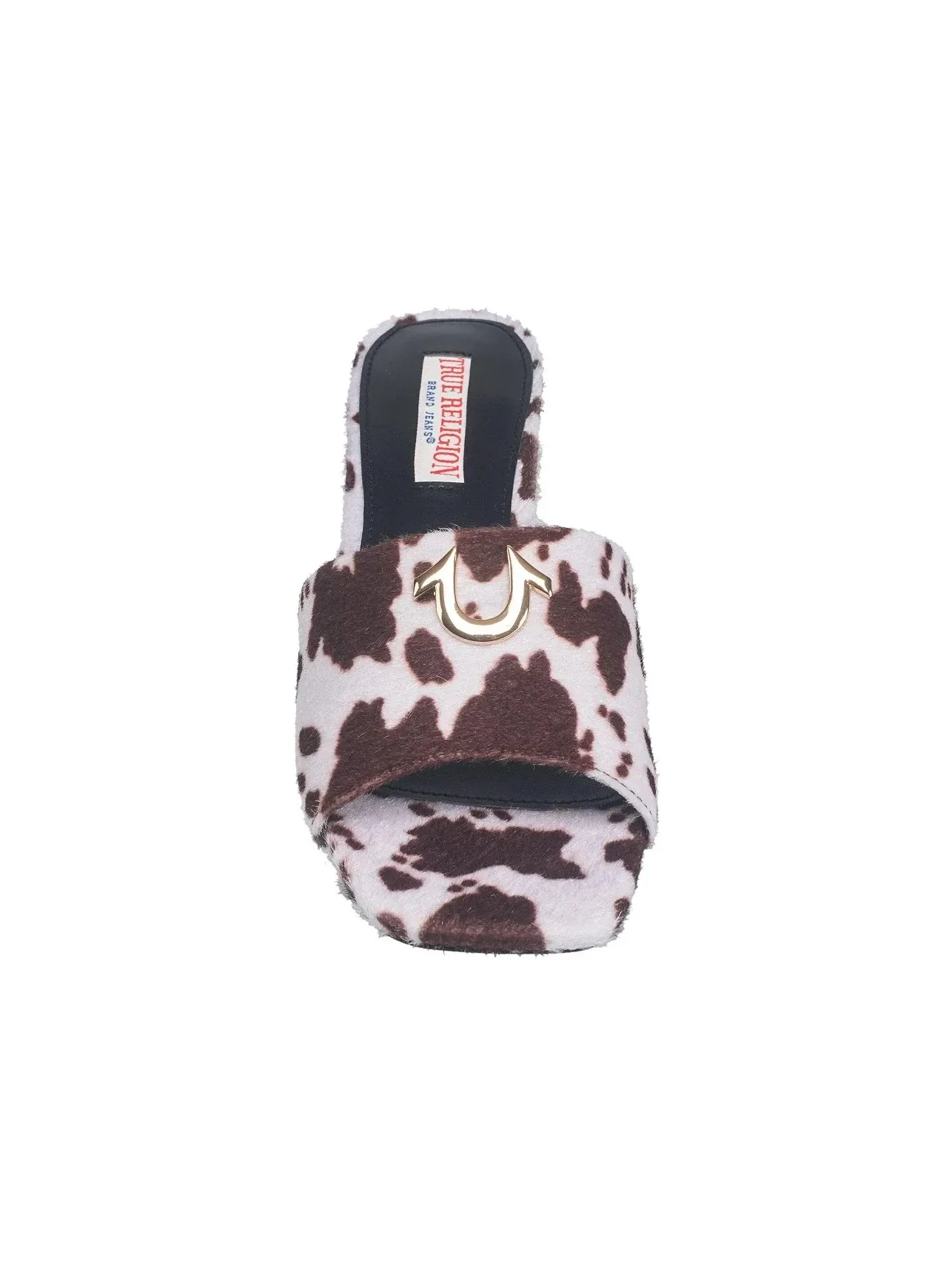 Sandalias con Tacón de Bloque y Estampado de Vaca