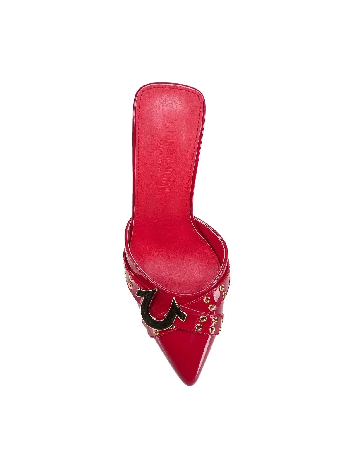 Tacones rojo con logo metálico de muñeca - imagen 5