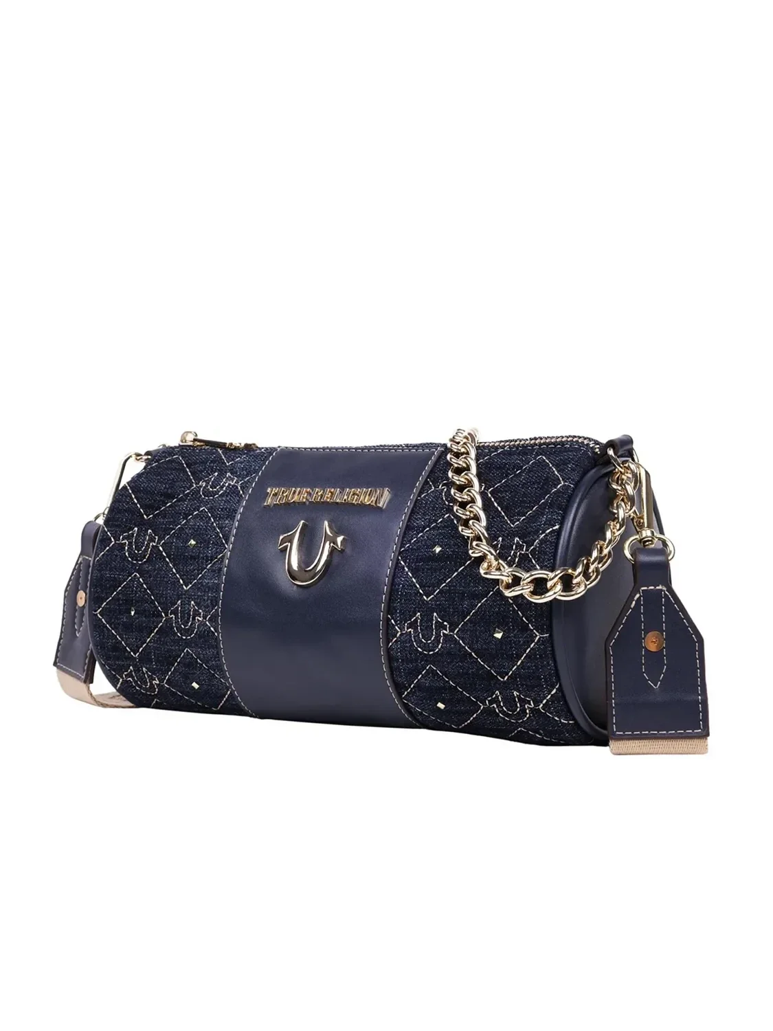 Bolso Bandolera cilíndrico en denim con tachuelas - imagen 3
