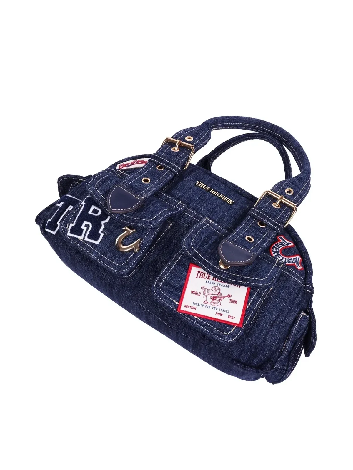 Bolso Bandolera en denim oscuro con parches - imagen 4