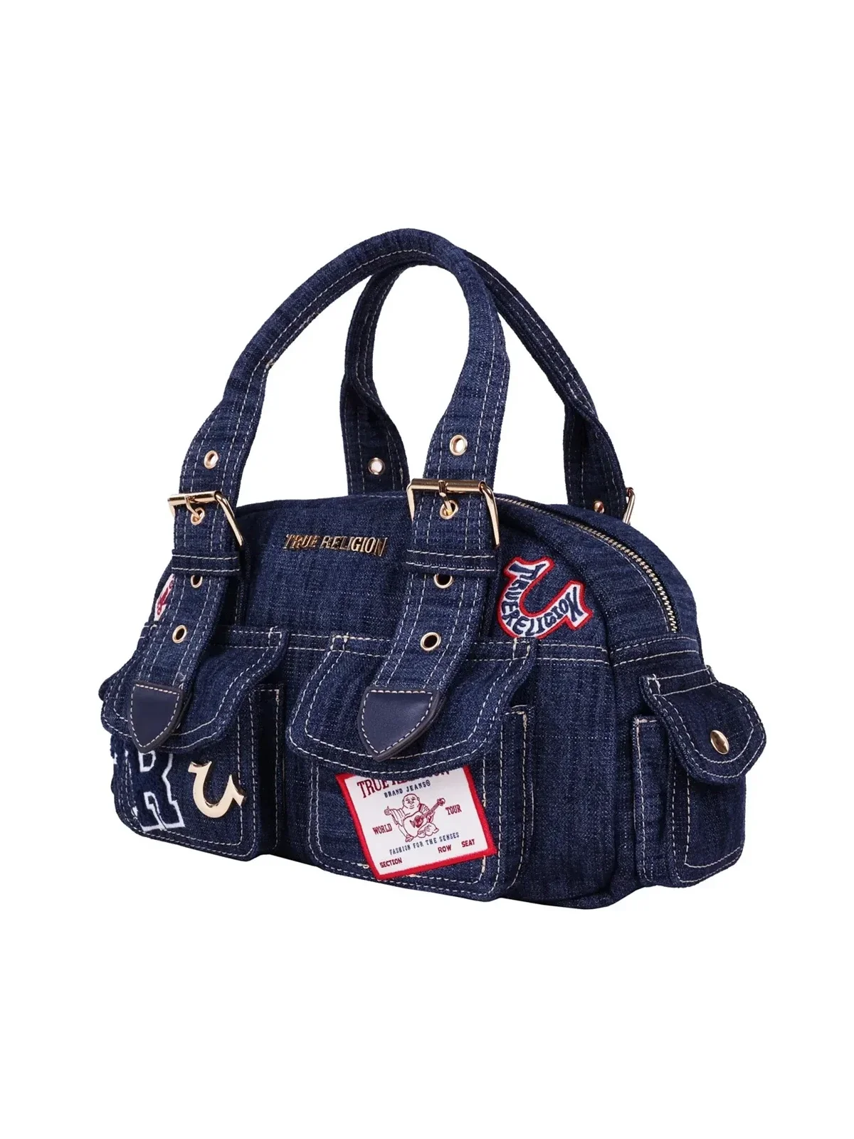 Bolso Bandolera en denim oscuro con parches - imagen 3