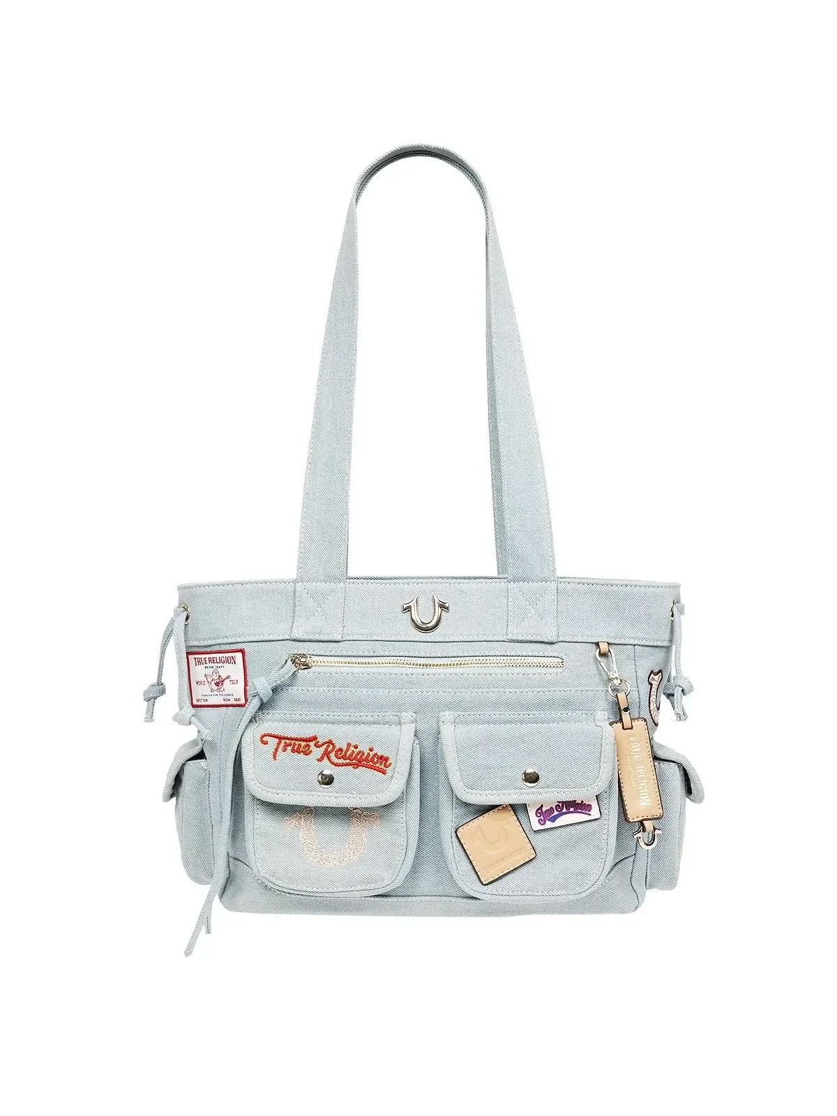Bolso Tote en denim con parches