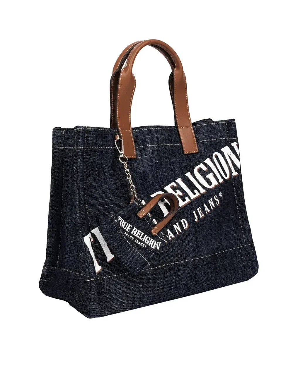 Bolso Tote en denim con logo y colgante - imagen 3