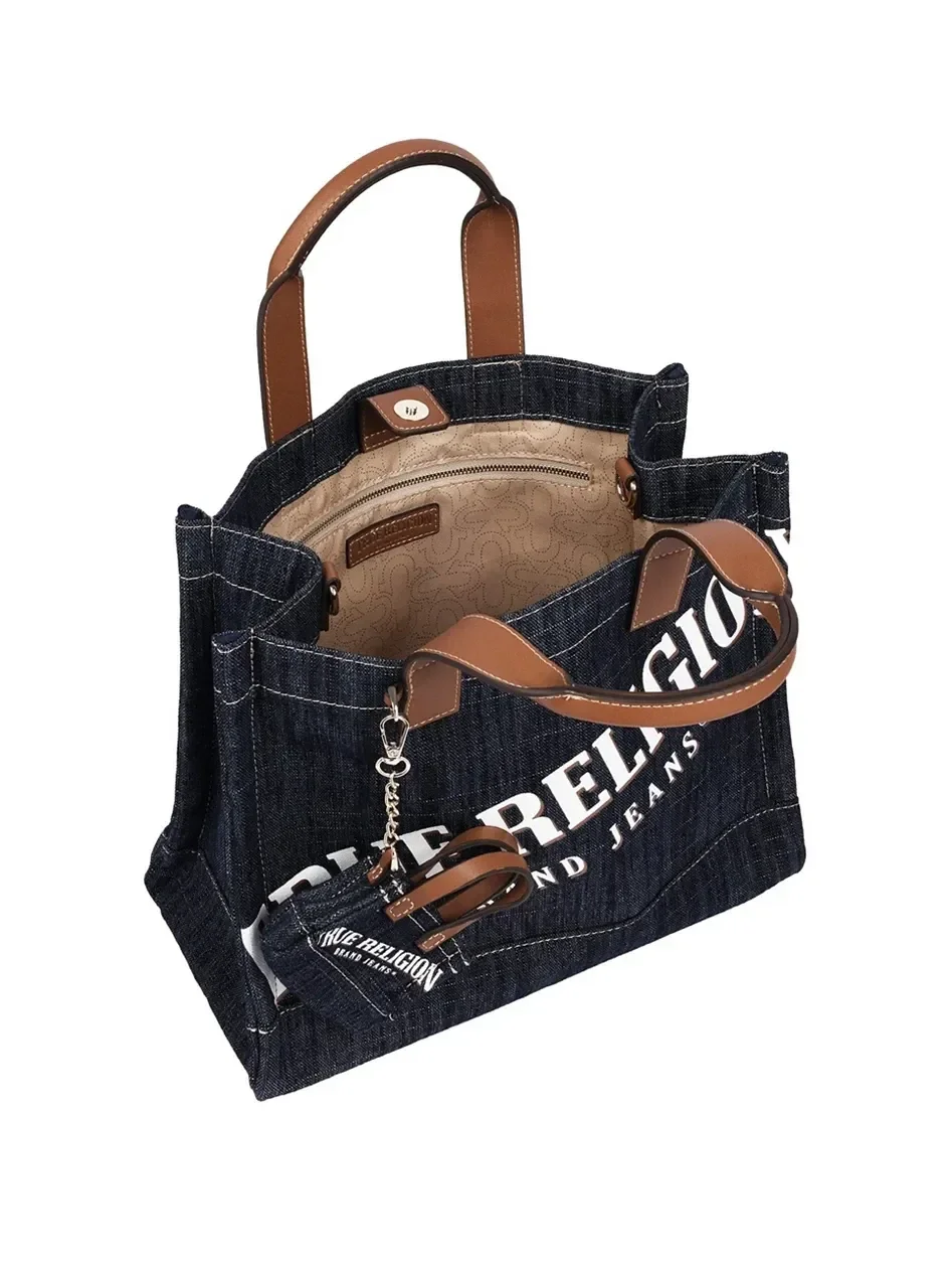 Bolso Tote en denim con logo y colgante - imagen 5