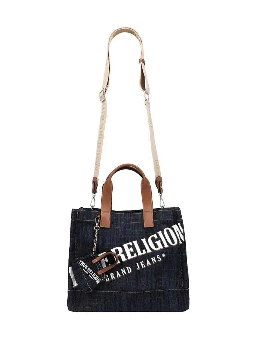 Bolso Tote en denim con logo y colgante - imagen 6