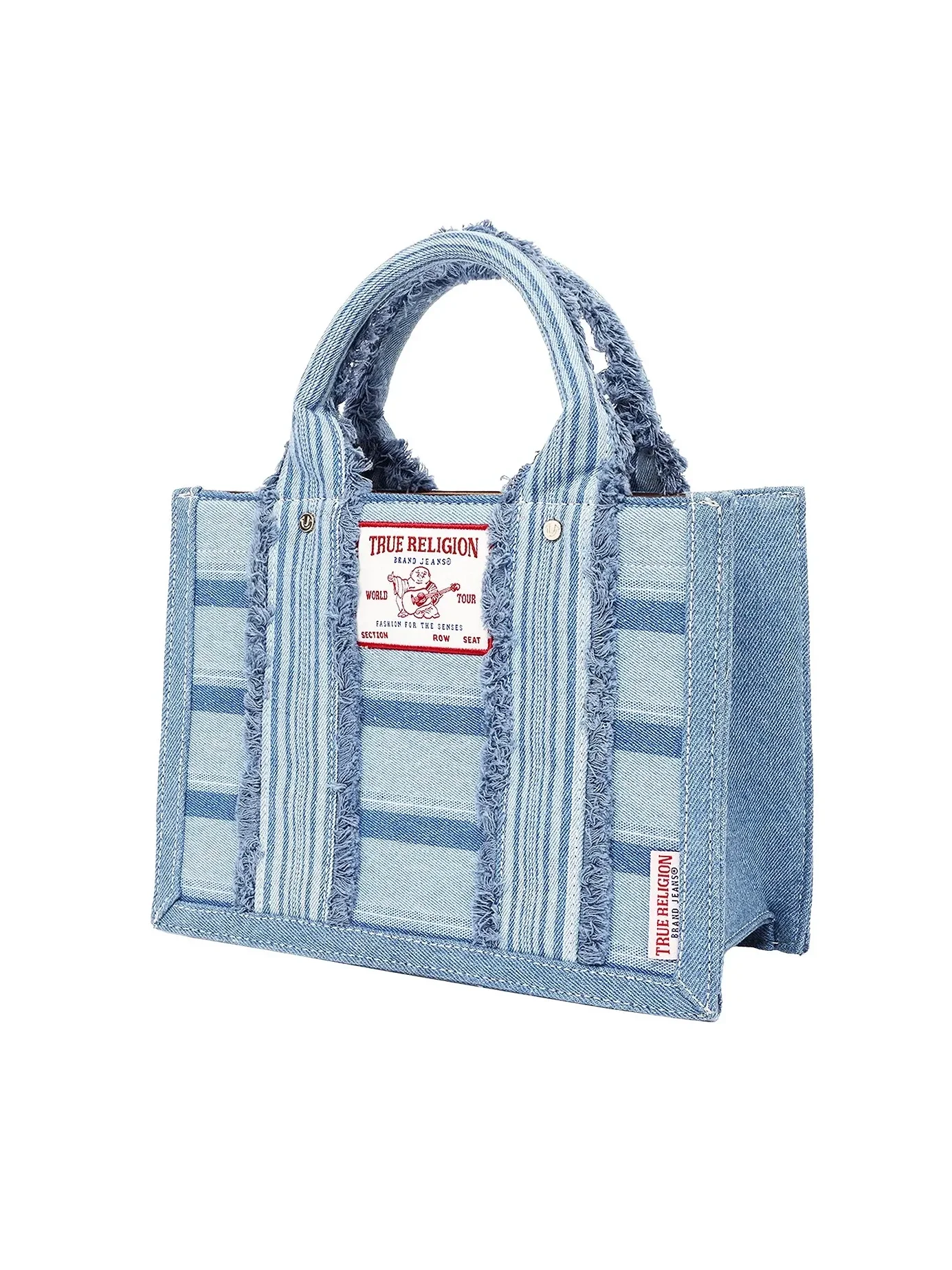 Bolso Tote moderno de rayas multicolor con correa cruzada extraíble - imagen 3