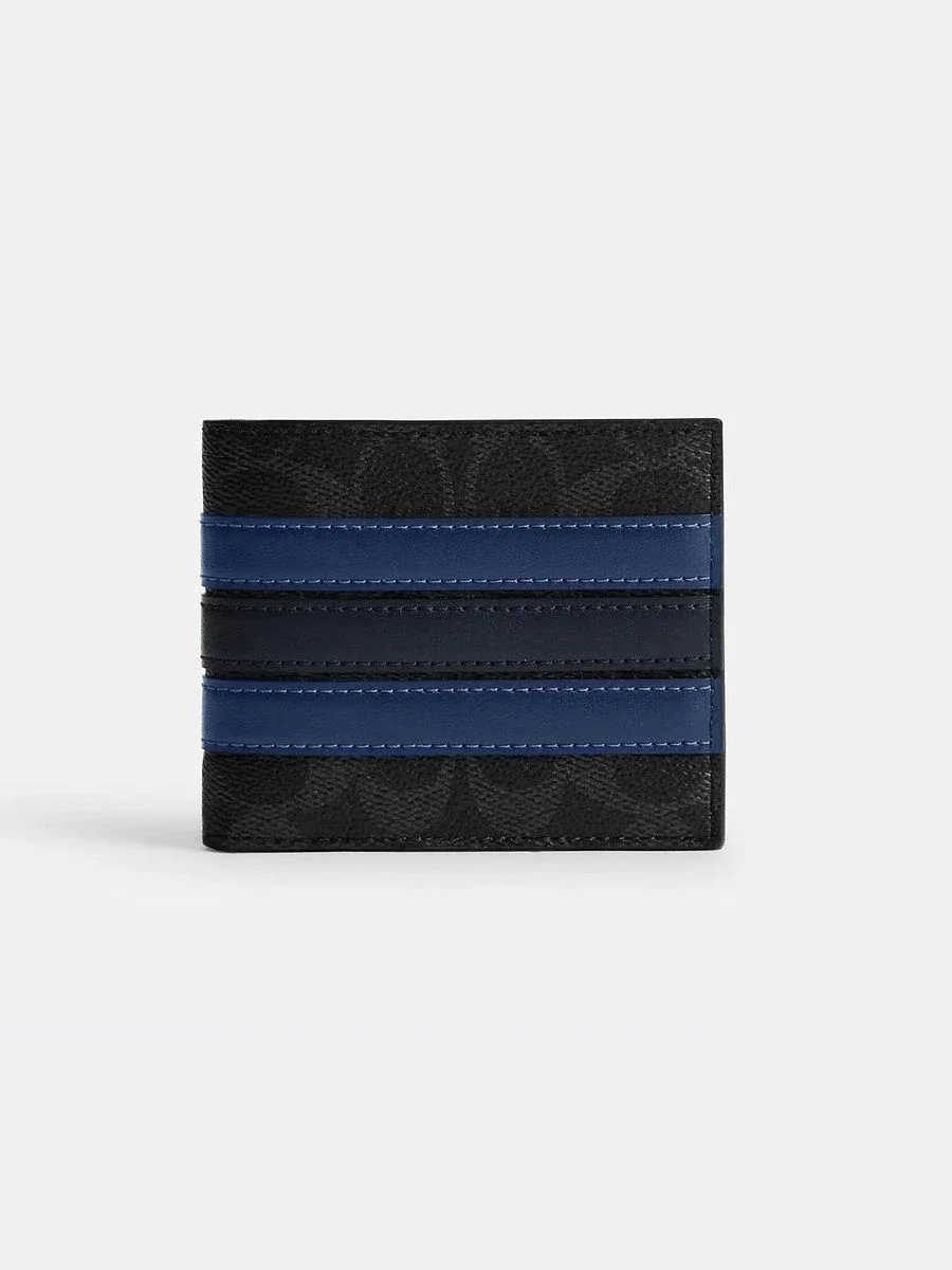 Cartera ID Billfold en lona Signature con franja estilo universitario