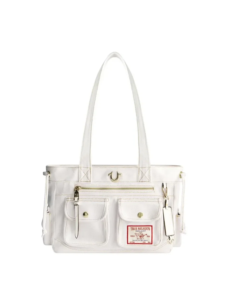 Bolso tote en denim multibolsillos