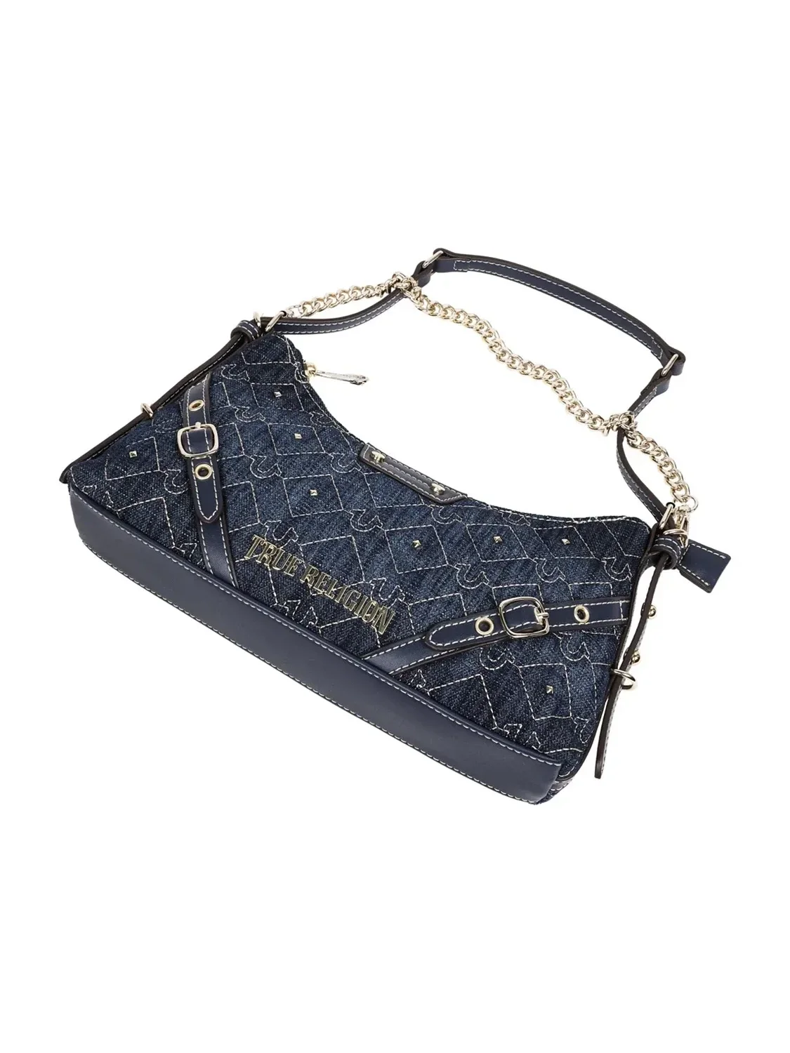 Bolso de hombro con cadena y detalles de mezclilla con tachuelas - imagen 4