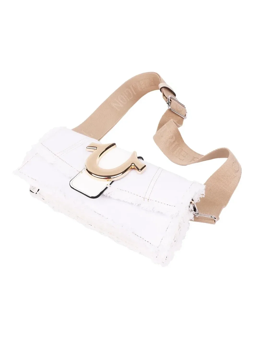 Bolso en denim deshilachado con solapa y correa con logo - imagen 5