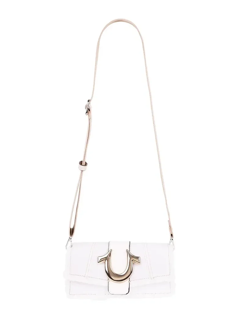 Bolso en denim deshilachado con solapa y correa con logo - imagen 6