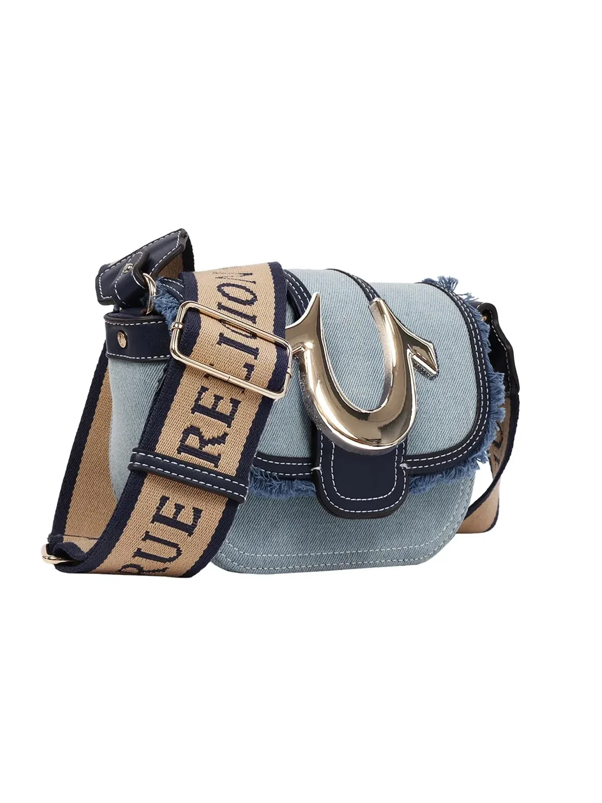 Bolso bandolera pequeño Asher con borde deshilachado y solapa - imagen 3
