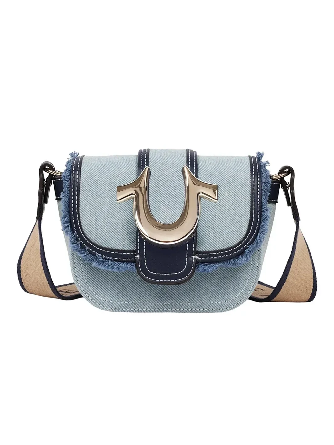 Bolso bandolera pequeño Asher con borde deshilachado y solapa