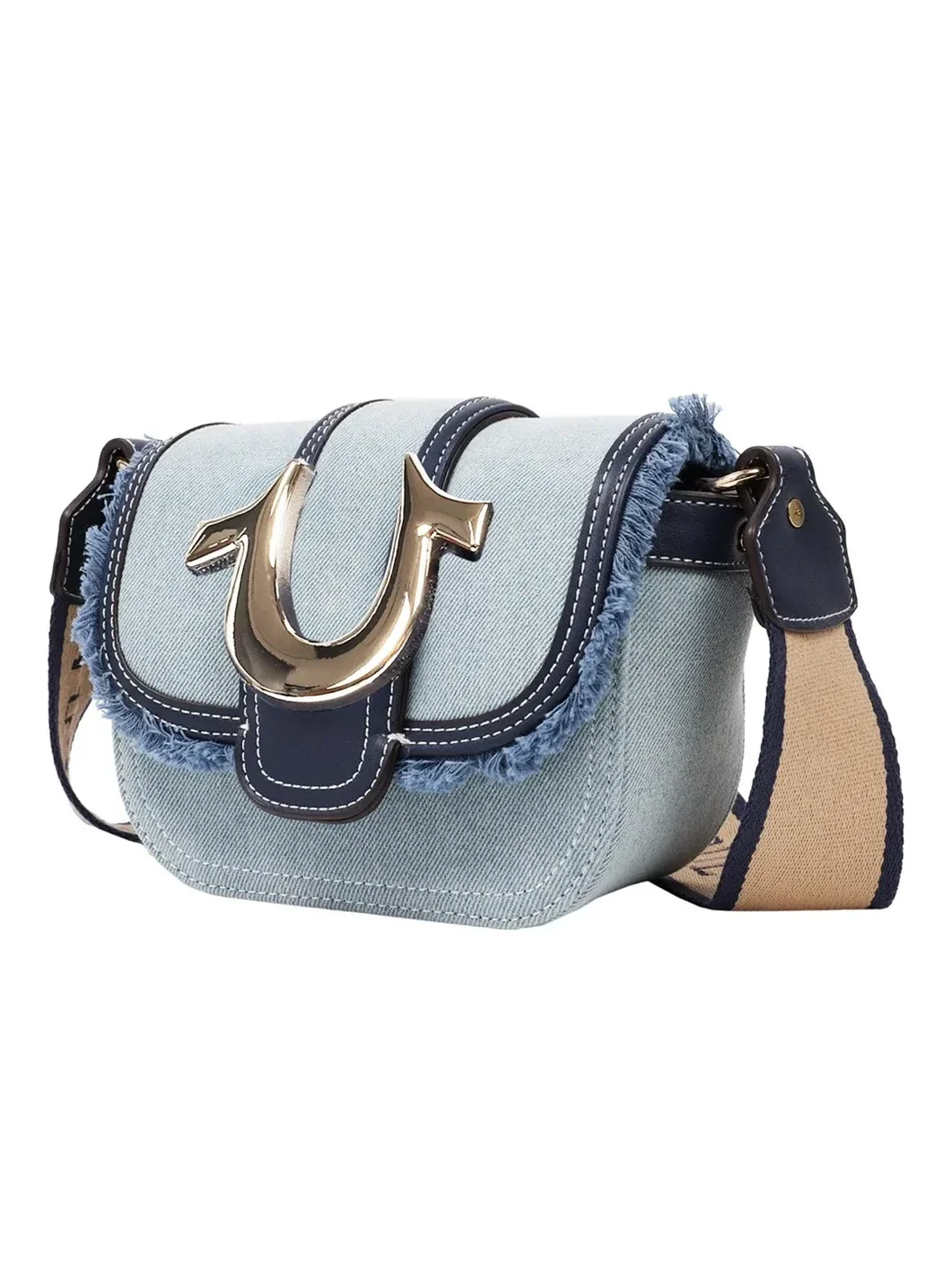Bolso bandolera pequeño Asher con borde deshilachado y solapa