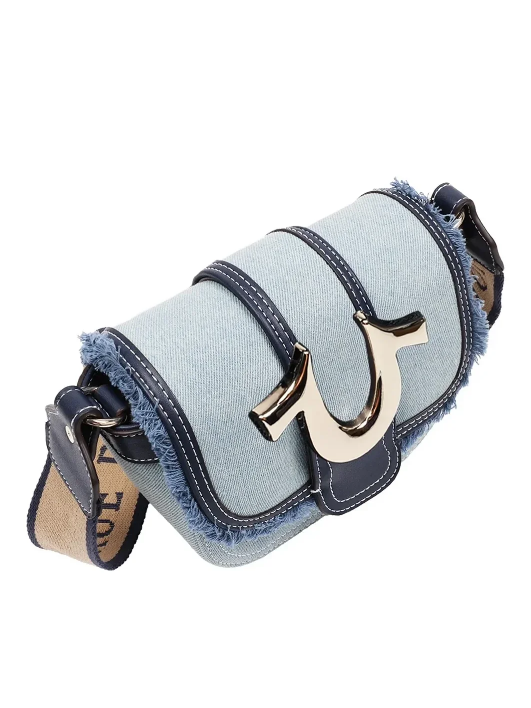 Bolso bandolera pequeño Asher con borde deshilachado y solapa - imagen 4
