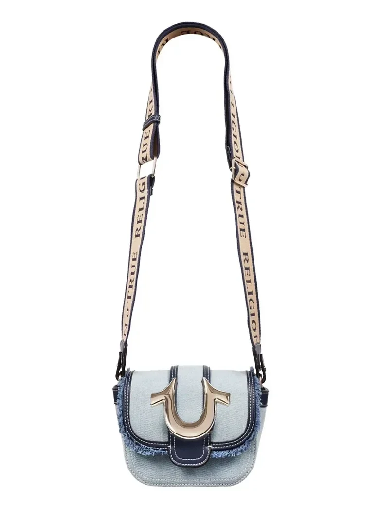Bolso bandolera pequeño Asher con borde deshilachado y solapa - imagen 6