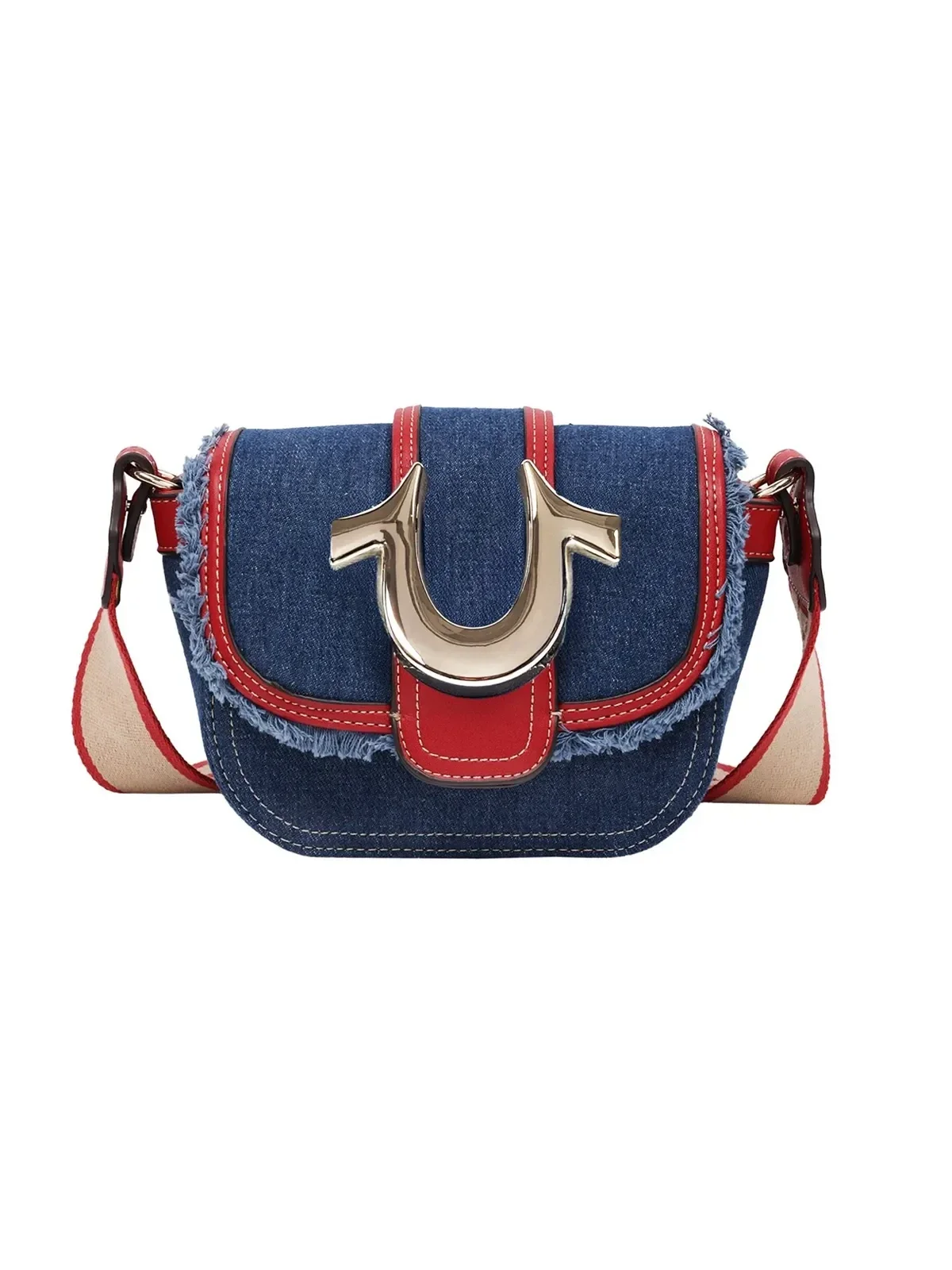 Bolso bandolera pequeño Asher con borde deshilachado y solapa