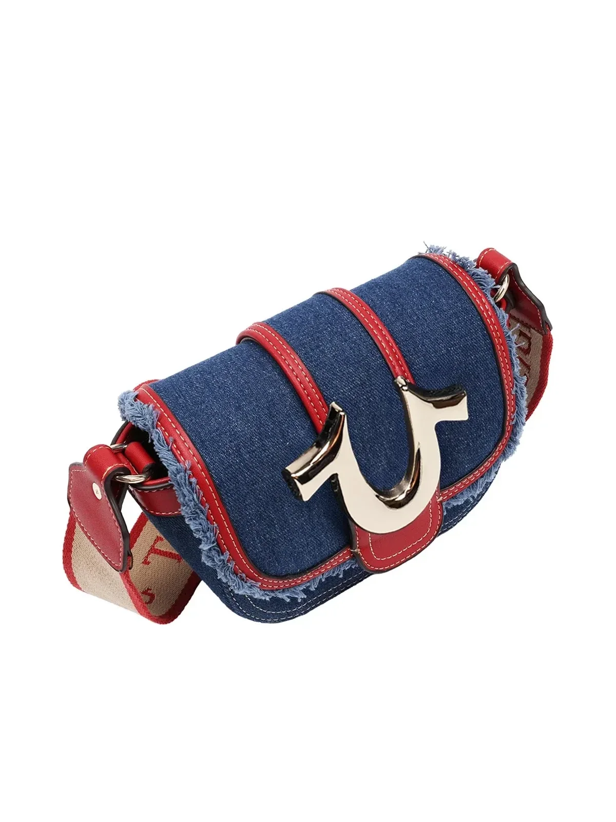 Bolso bandolera pequeño Asher con borde deshilachado y solapa - imagen 4