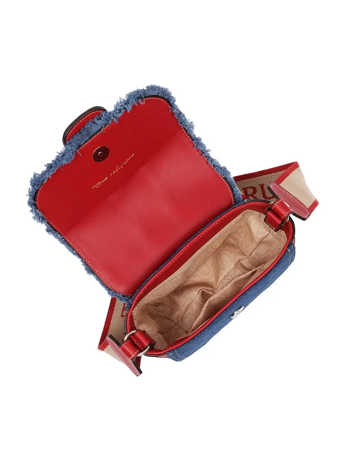Bolso bandolera pequeño Asher con borde deshilachado y solapa - imagen 5