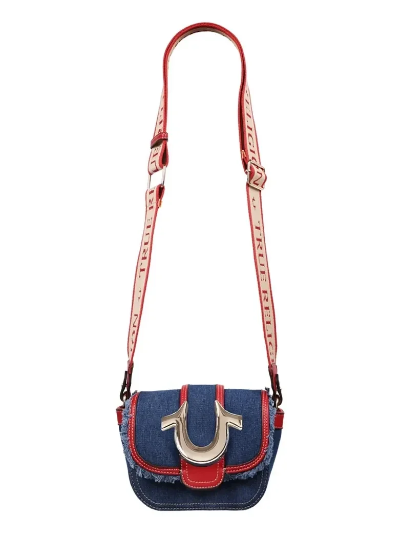 Bolso bandolera pequeño Asher con borde deshilachado y solapa - imagen 6