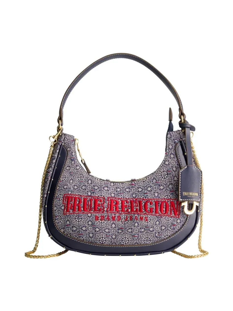 Bolso pequeño estilo hobo en denim a rayas