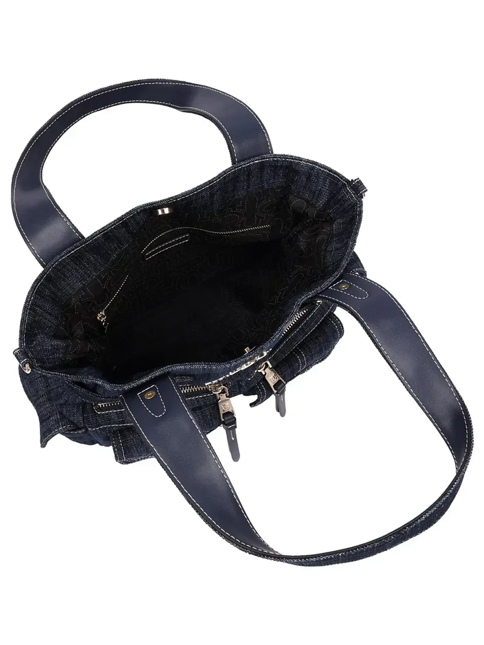 Bolso Tote en denim con múltiples bolsillos y cierre ajustable - imagen 5