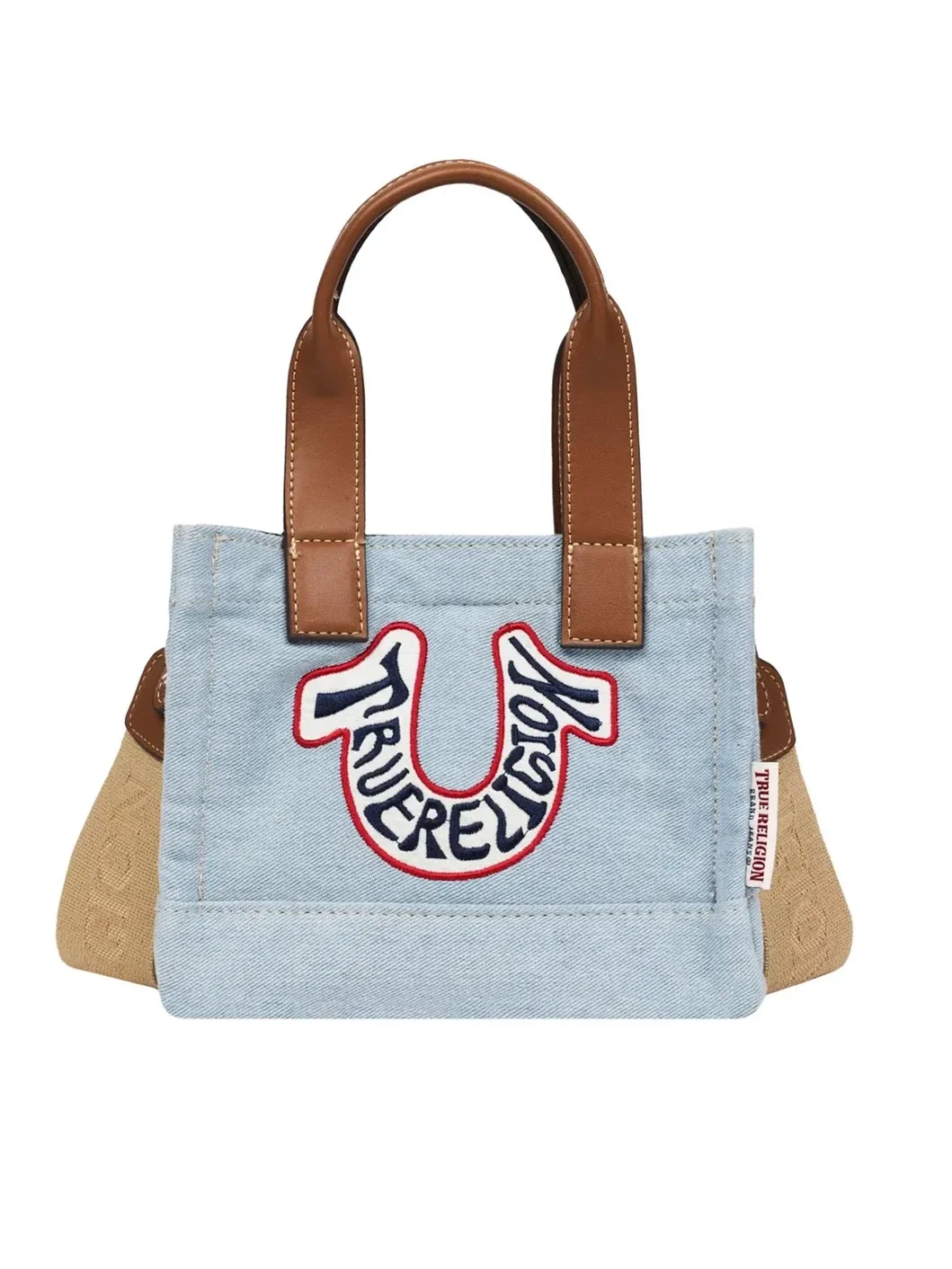Mini bolso Tote en denim con estampado de herradura retro - imagen 1