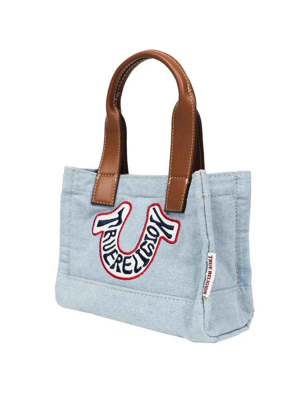 Mini bolso Tote en denim con estampado de herradura retro - imagen 2