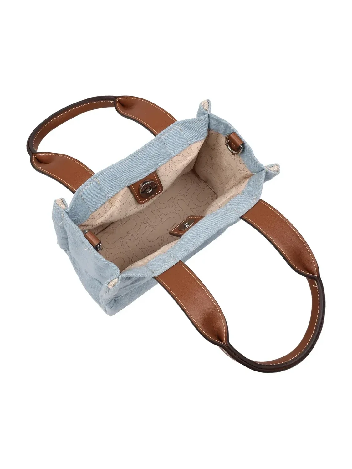 Mini bolso Tote en denim con estampado de herradura retro - imagen 6