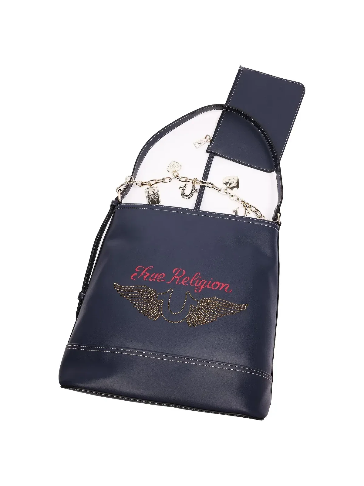 Bolso tipo cubo Chain Moto PU con cadena de dijes y bolsillo extraíble - imagen 3