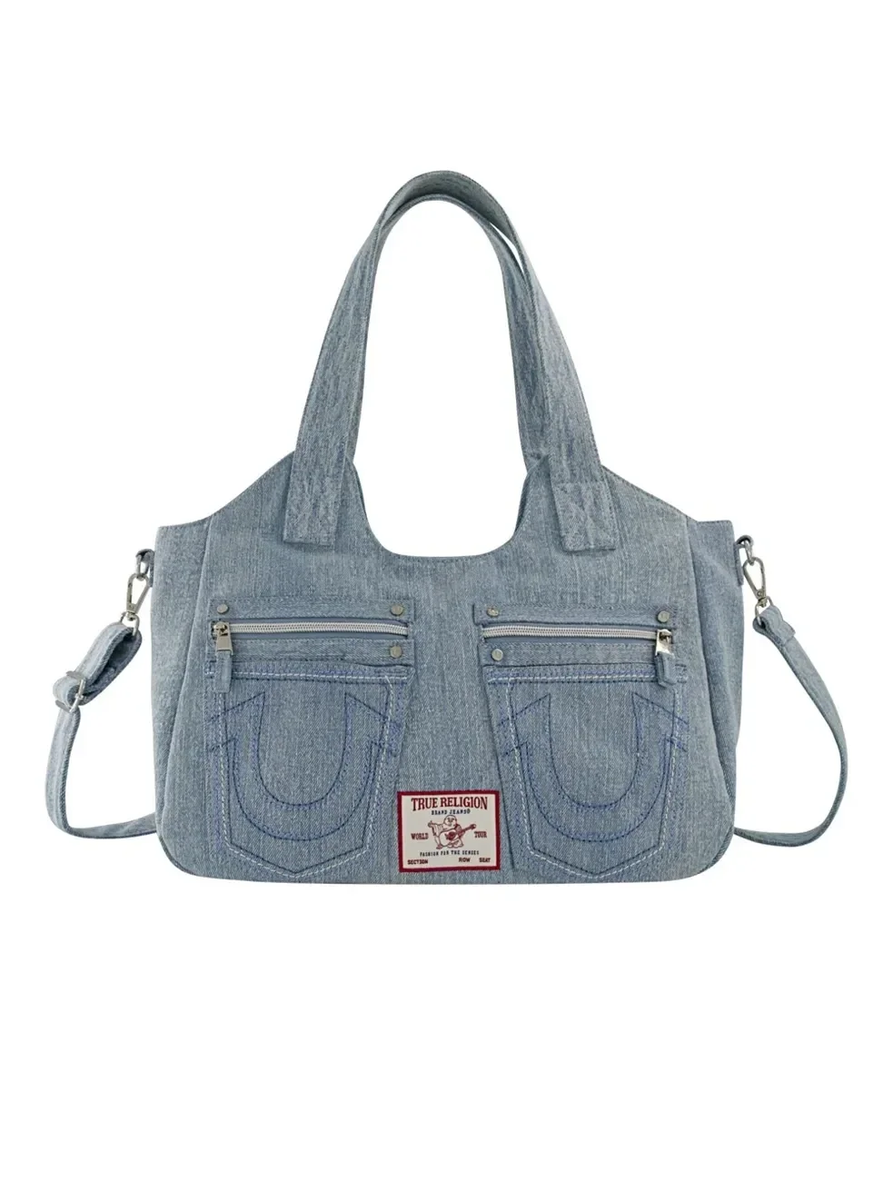 Bolso Satchel de Denim con Costura de Herradura - imagen 1