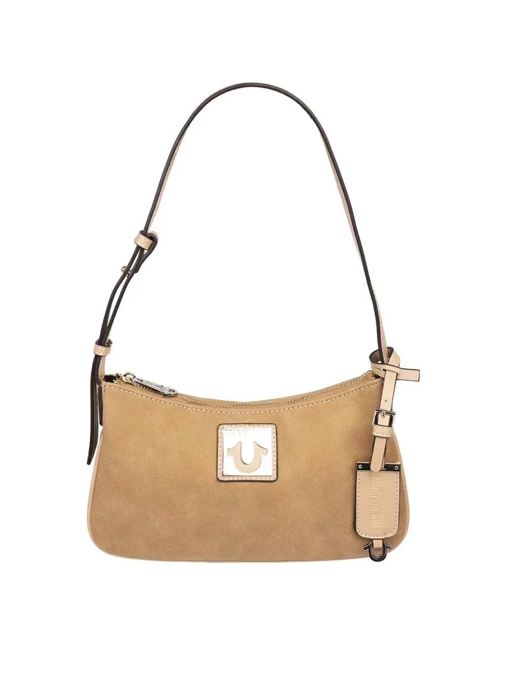 Bolso de Hombro con Placa de Logo en Gamuza - imagen 1