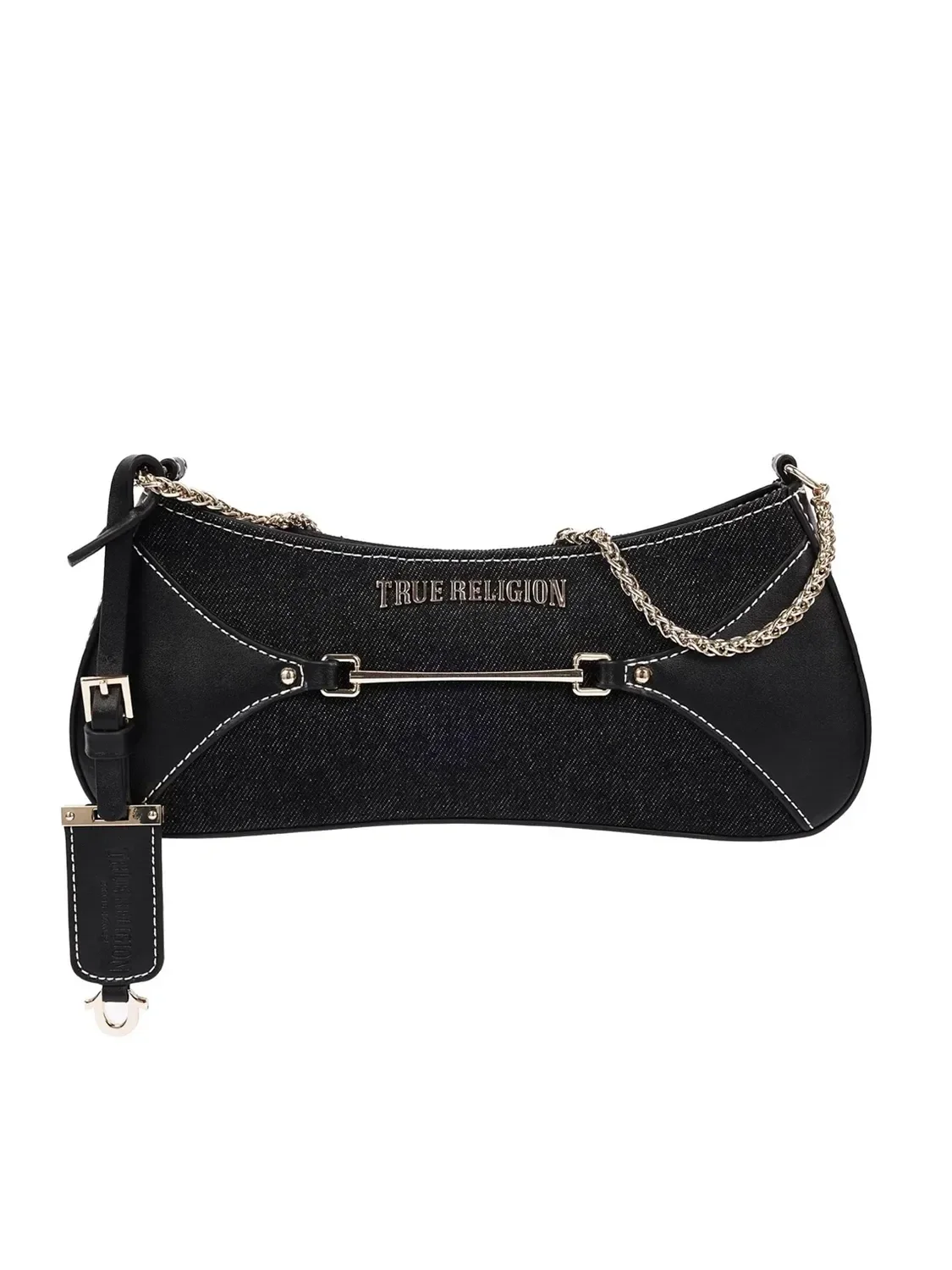 Bolso de Hombro en Denim con Cremallera Superior