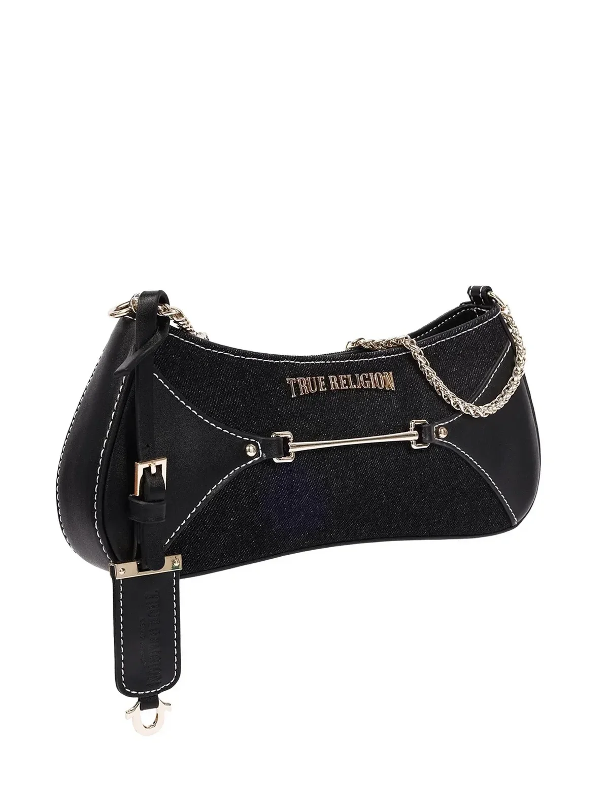 Bolso de Hombro en Denim con Cremallera Superior