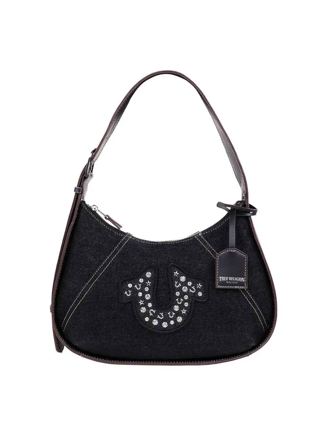 Bolso Hobo con Logo con Tachuelas en Denim