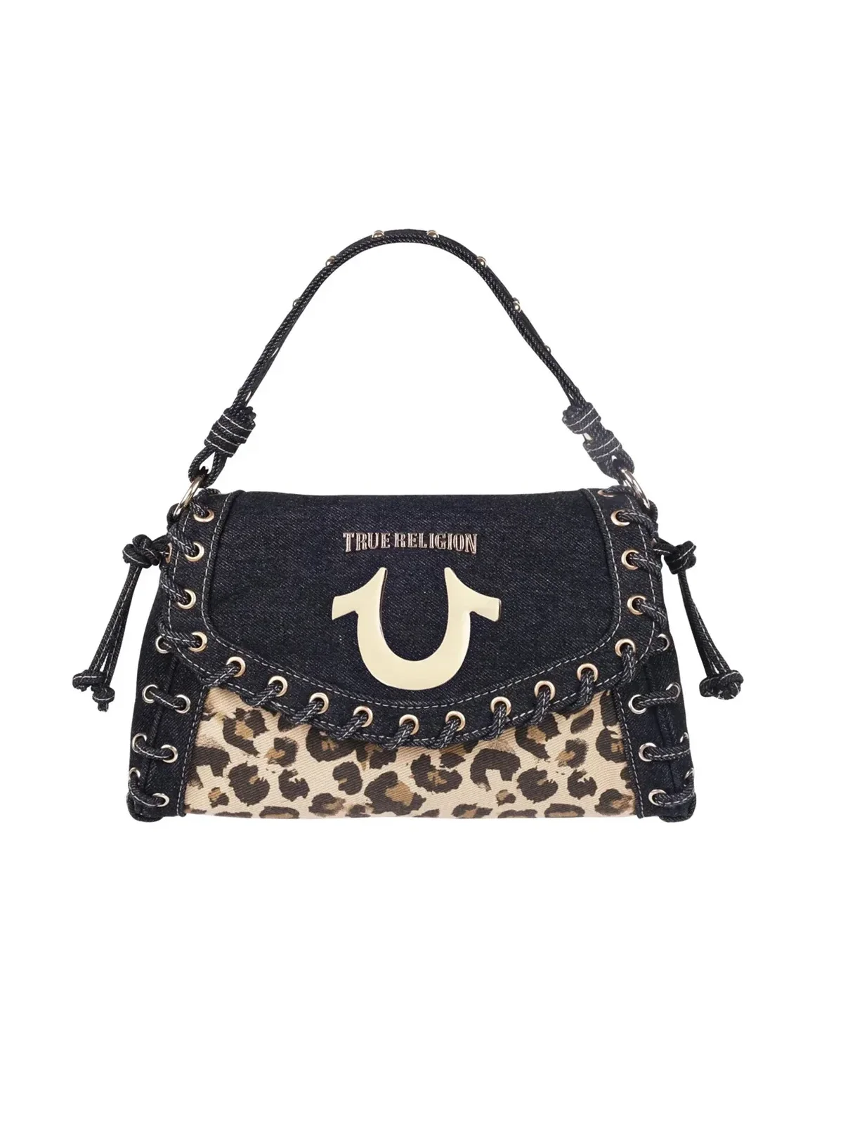 Bolso con Solapa en Denim Leopard
