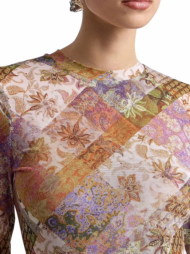 Blusa en Malla Estampada de Manga Larga - imagen 6