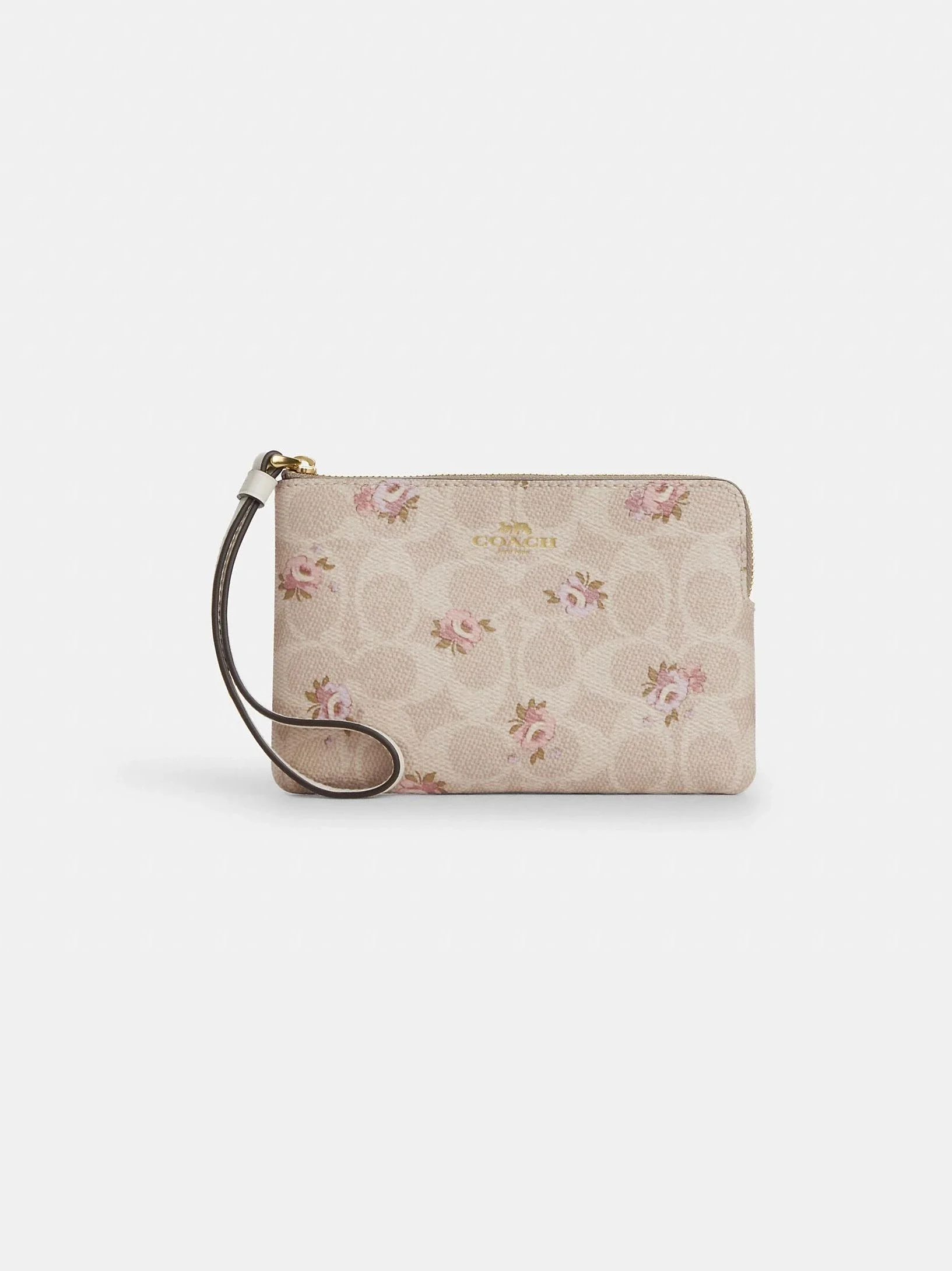 Monedero de Muñeca Corner Zip en Lona Signature con Estampado Floral