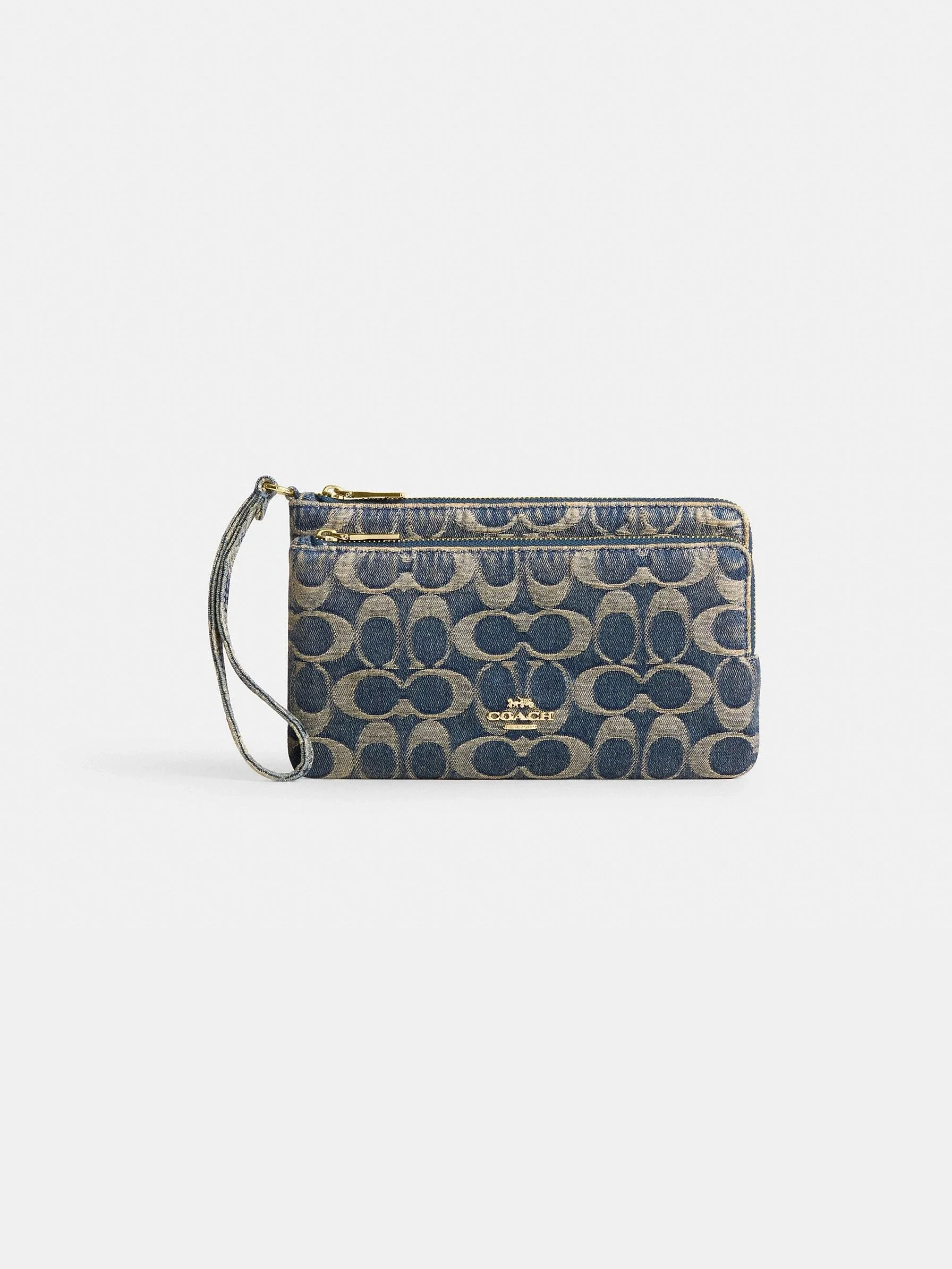 Monedero de Muñeca Doble Cremallera en Denim Signature